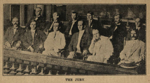 The jury listens intently to the testimony in the Leo Frank case.